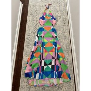 Mara Hoffman Ponte Diamonds Size 4 Colorful Geometric Cut Out Halter Rainbow